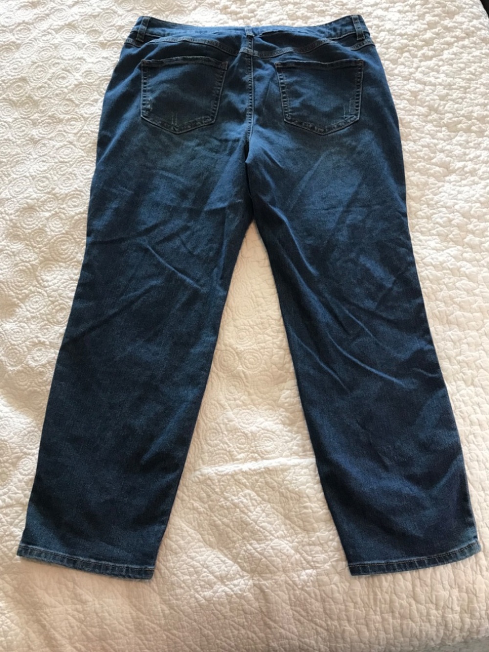 C EST. 1946 Denim colorfully rhinestoned straight legged jeans (14P) —SMALL FLAW - Picture 5 of 16